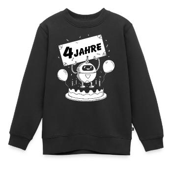 Ich bin vier Jahre 4. Geburtstag mit Roboter - Kinder Premium Organic Sweatshirt - Schwarz - Vorne - AI Model Kid Female (0cm)