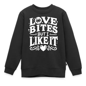 Ich liebe Bites, aber ich mag es - Kinder Premium Organic Sweatshirt - Schwarz - Vorne - AI Model Kid Female (0cm)