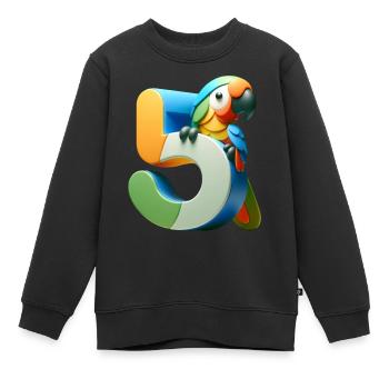 Design pour enfants – Perroquet et chiffres - Sweat Premium enfant bio - noir - Devant - AI Model Kid Female (0cm)