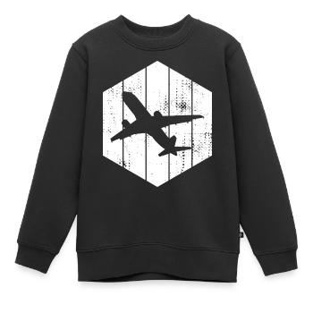 Flugzeuge Skizze - Kinder Premium Organic Sweatshirt - Schwarz - Vorne - AI Model Kid Female (0cm)