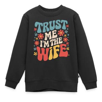 Frau Ehefrau Partnerin Familie Verheiratet - Kinder Premium Organic Sweatshirt - Schwarz - Vorne - AI Model Kid Female (0cm)