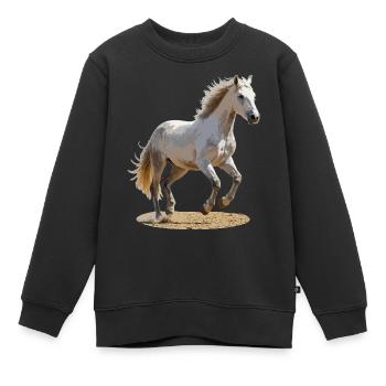 Cheval camarguais - Sweat Premium enfant bio - noir - Devant - AI Model Kid Female (0cm)