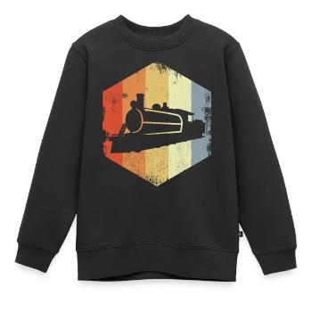 Retro Dampflokomotive - Kinder Premium Organic Sweatshirt - Schwarz - Vorne - AI Model Kid Female (0cm)