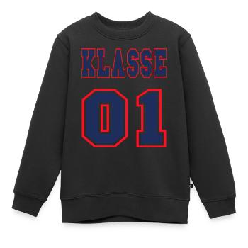 KLASSE 1 - Erstklässler Einschulung + Wunschname - Kinder Premium Organic Sweatshirt - Schwarz - Vorne - AI Model Kid Female (0cm)