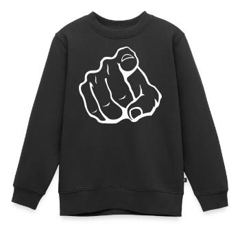 Zeigefinger Silhouette - Kinder Premium Organic Sweatshirt - Schwarz - Vorne - AI Model Kid Female (0cm)