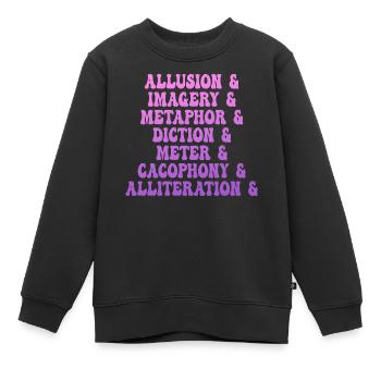 Literary Devices Montage - Kids Premium Organic Sweatshirt - black - Front - AI Model Kid Female (0cm)