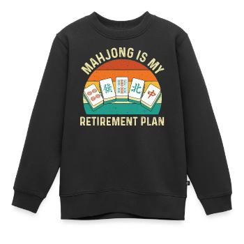 Le Mahjong, c’est mon plan de retraite. Drôle. - Sweat Premium enfant bio - noir - Devant - AI Model Kid Female (0cm)