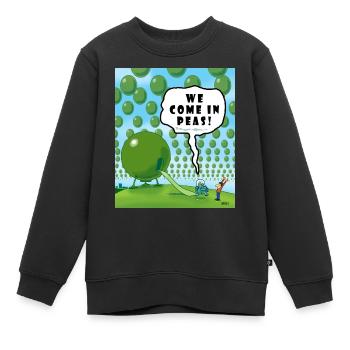 WIR KOMMEN IN PEAS! - Kinder Premium Organic Sweatshirt - Schwarz - Vorne - AI Model Kid Female (0cm)