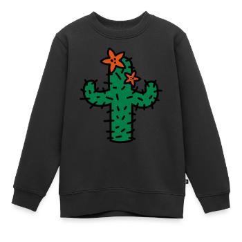 Kaktus mit Blüten cactus with blossoms - Kinder Premium Organic Sweatshirt - Schwarz - Vorne - AI Model Kid Female (0cm)