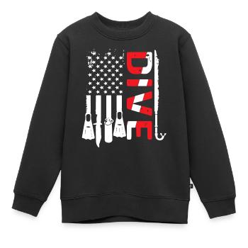 Scuba Dive Flag USA Lustige Grafik - Kinder Premium Organic Sweatshirt - Schwarz - Vorne - AI Model Kid Female (0cm)