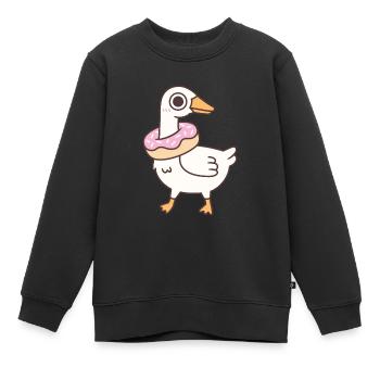 Süße alberne Gans mit Donut um den Hals - Kinder Premium Organic Sweatshirt - Schwarz - Vorne - AI Model Kid Female (0cm)