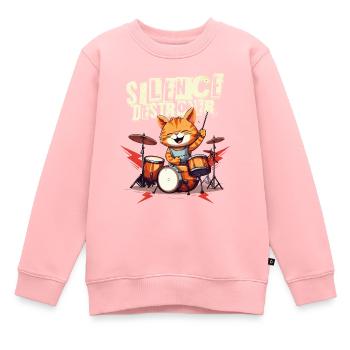 Schlagzeug Drums Silence Destroyer Katze Lustig - Kinder Premium Organic Sweatshirt - Rosa - Vorne - AI Model Kid Female (0cm)