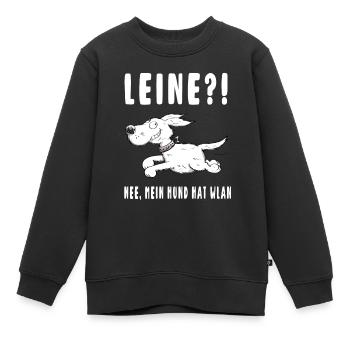 Leine - Nee mein Hund hat WLAN - Hunde - Geschenk - Kinder Premium Organic Sweatshirt - Schwarz - Vorne - AI Model Kid Female (0cm)