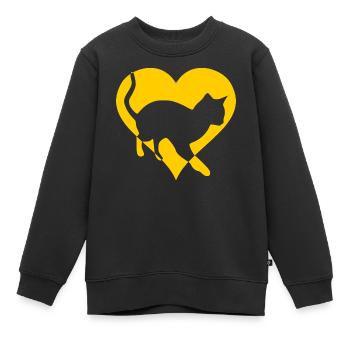 Katze Katze Mieze Geschenk Herz - Kinder Premium Organic Sweatshirt - Schwarz - Vorne - AI Model Kid Female (0cm)