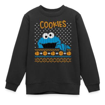Sesamstraße Krümelmonster Ugly Xmas - Kinder Premium Organic Sweatshirt - Schwarz - Vorne - AI Model Kid Female (0cm)