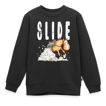 Westernpferd Slide - Kinder Premium Organic Sweatshirt - Schwarz - Vorne - AI Model Kid Female (0cm)