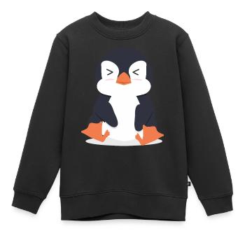 Pingouin - Sweat Premium enfant bio - noir - Devant - AI Model Kid Female (0cm)