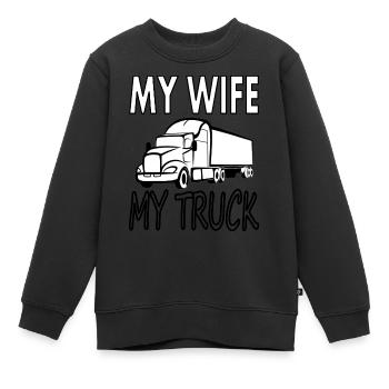 LKW Fahrer LKW fahren Lastwagen LKW-Fahrer Spruch - Kinder Premium Organic Sweatshirt - Schwarz - Vorne - AI Model Kid Female (0cm)