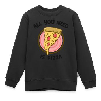 Pizza Pizza - Kinder Premium Organic Sweatshirt - Schwarz - Vorne - AI Model Kid Female (0cm)