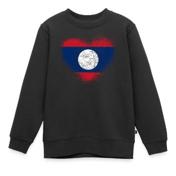 Laos - Kids Premium Organic Sweatshirt - black - Front - AI Model Kid Female (0cm)