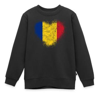 Roumanie - Sweat Premium enfant bio - noir - Devant - AI Model Kid Female (0cm)
