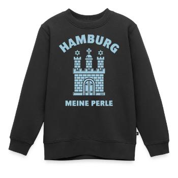 Hamburg Wappen – Meine Perle - Kinder Premium Organic Sweatshirt - Schwarz - Vorne - AI Model Kid Female (0cm)