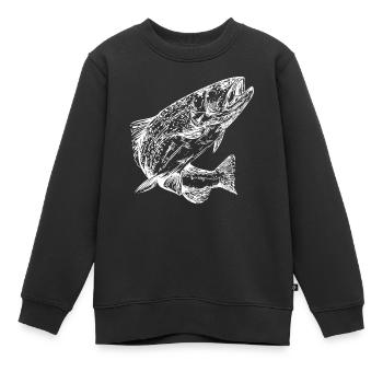 Vintage Regenbogenforelle im Sprung - Kinder Premium Organic Sweatshirt - Schwarz - Vorne - AI Model Kid Female (0cm)