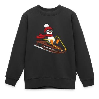 Pingouin de traîneau à neige - Animaux mignons Drôle d’hiver - Sweat Premium enfant bio - noir - Devant - AI Model Kid Female (0cm)