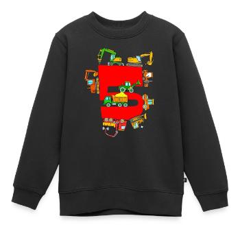 Excavatrice 5e anniversaire Véhicules de construction 5 ans Garçons - Sweat Premium enfant bio - noir - Devant - AI Model Kid Female (0cm)