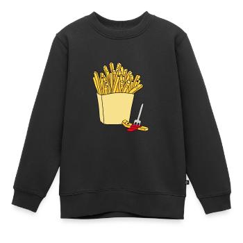 Français frites ketchup cadeau - Sweat Premium enfant bio - noir - Devant - AI Model Kid Female (0cm)