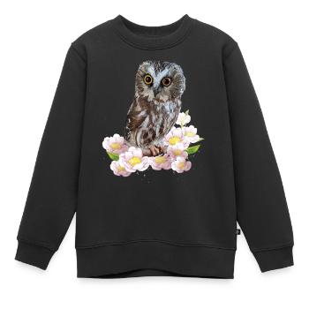 Hibou du Nord - Sweat Premium enfant bio - noir - Devant - AI Model Kid Female (0cm)