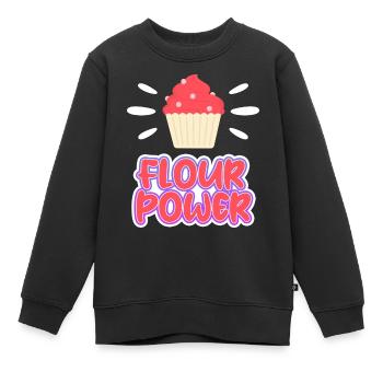 Flour Power – Gâteau Farine De Blé Tendre Cupcake - Sweat Premium enfant bio - noir - Devant - AI Model Kid Female (0cm)