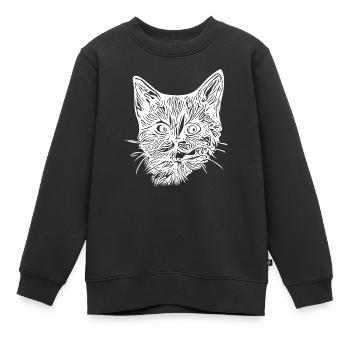 Chaton mignon et mignon - Sweat Premium enfant bio - noir - Devant - AI Model Kid Female (0cm)