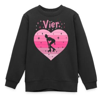 Herz Liebe Sport Rollschuh Mädchen 4. Geburtstag - Kinder Premium Organic Sweatshirt - Schwarz - Vorne - AI Model Kid Female (0cm)