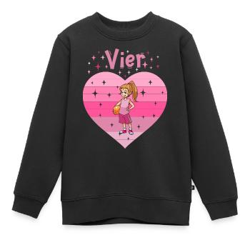 Herz Liebe Sport Basketball Mädchen 4. Geburtstag - Kinder Premium Organic Sweatshirt - Schwarz - Vorne - AI Model Kid Female (0cm)