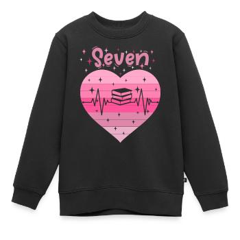7. Geburtstag Lesen Bücher Buch Mädchen Tochter - Kinder Premium Organic Sweatshirt - Schwarz - Vorne - AI Model Kid Female (0cm)