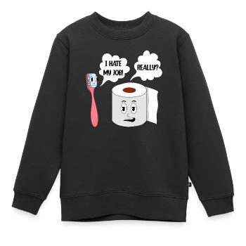 Funny Tootbrush Papier Toilette Apperal - Sweat Premium enfant bio - noir - Devant - AI Model Kid Female (0cm)