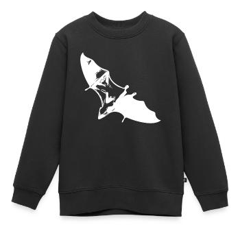 Segelnder Flughund im Gleitflug - Kinder Premium Organic Sweatshirt - Schwarz - Vorne - AI Model Kid Female (0cm)