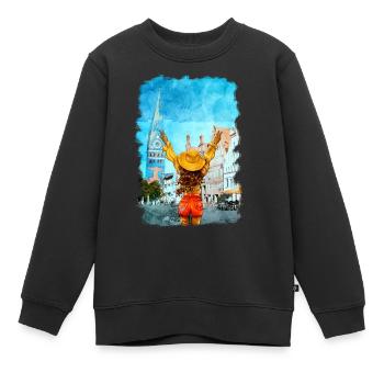Lüneburg Illustration Frau Altstadt - Kinder Premium Organic Sweatshirt - Schwarz - Vorne - AI Model Kid Female (0cm)