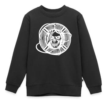 Rettungsring mit Totenkopf Bademeister Gesicht - Kinder Premium Organic Sweatshirt - Schwarz - Vorne - AI Model Kid Female (0cm)