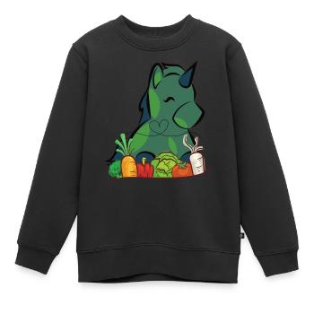 Veggie Einhorn - Kinder Premium Organic Sweatshirt - Schwarz - Vorne - AI Model Kid Female (0cm)