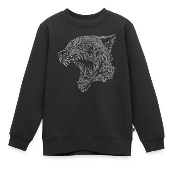 Effrayant Vintage Halloween Wolf Portrait - Sweat Premium enfant bio - noir - Devant - AI Model Kid Female (0cm)