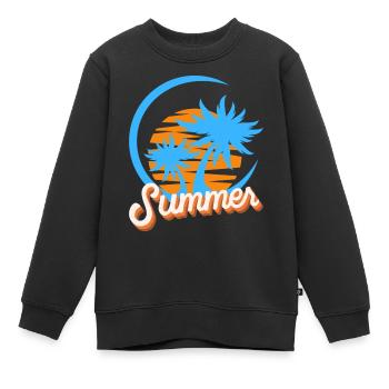 summer - Kids Premium Organic Sweatshirt - black - Front - AI Model Kid Female (0cm)