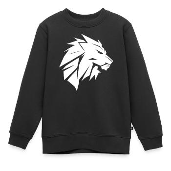 Tête de lion élégante avec crinière - Sweat Premium enfant bio - noir - Devant - AI Model Kid Female (0cm)