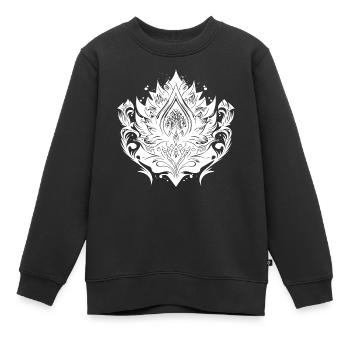Vintage Lotusblüte Seerose Tattoo Hobby - Kinder Premium Organic Sweatshirt - Schwarz - Vorne - AI Model Kid Female (0cm)