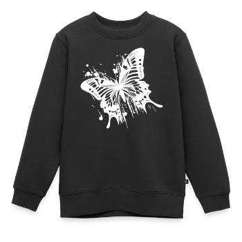 Eleganter Vintage Tinte Schmetterling - Kinder Premium Organic Sweatshirt - Schwarz - Vorne - AI Model Kid Female (0cm)