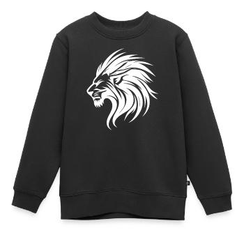 Lion maléfique avec portrait de tatouage de crinière - Sweat Premium enfant bio - noir - Devant - AI Model Kid Female (0cm)