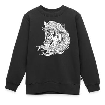 Portrait de jolies juments avec crinière dans le vent - Sweat Premium enfant bio - noir - Devant - AI Model Kid Female (0cm)