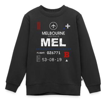 Etikett des Flughafens Melbourne - Kinder Premium Organic Sweatshirt - Schwarz - Vorne - AI Model Kid Female (0cm)