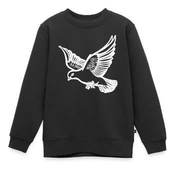 Pigeon volant sur de grandes ailes larges - Sweat Premium enfant bio - noir - Devant - AI Model Kid Female (0cm)